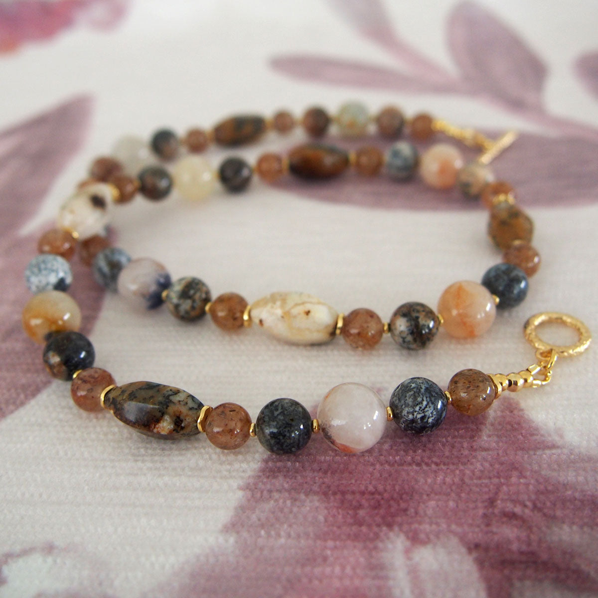 Common Opal, Inclusion Quartz(Dumortierite included), Strawberry Quartz Necklace- Equanimity