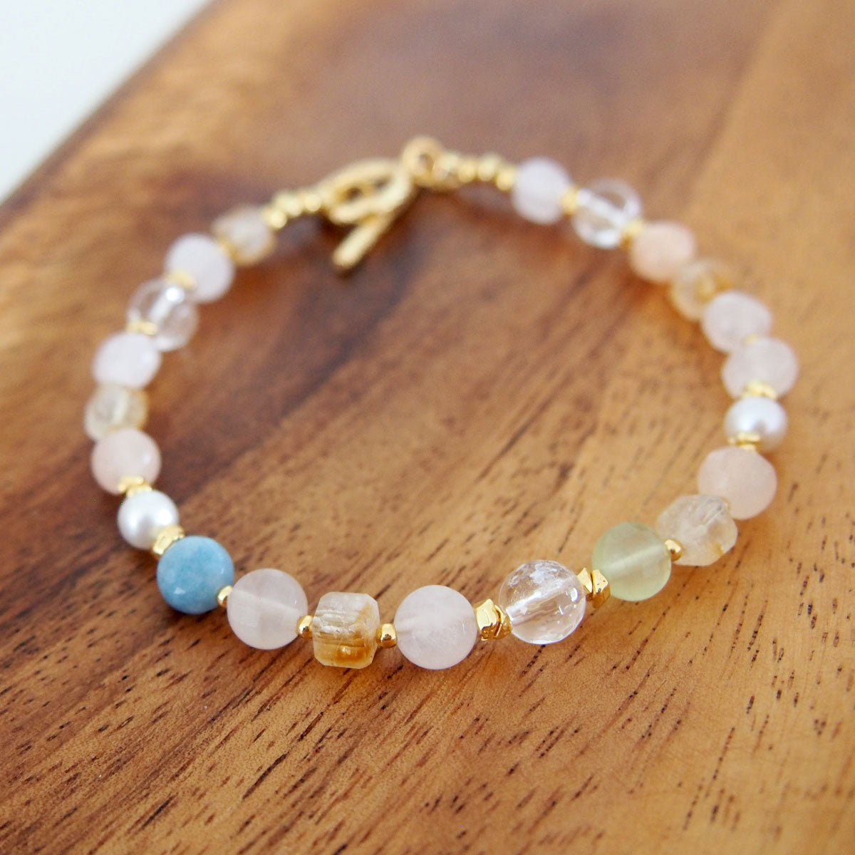 Rock Crystal, Beryl, Citrine, Pearls Bracelet- Hope