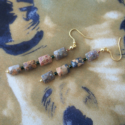 Leopardite, Goldstone Earring- Equanimity
