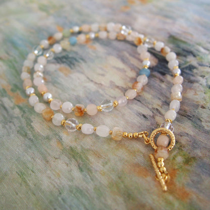 Rock Crystal, Beryl, Citrine, Pearls Necklace- Hope