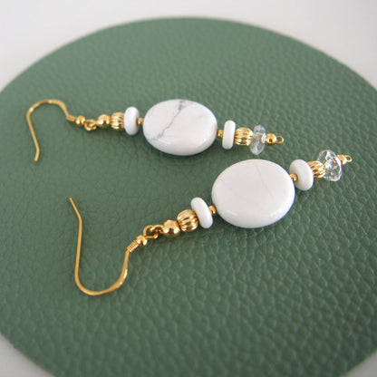 Magnesite, Rock Crystal Earring- Snow