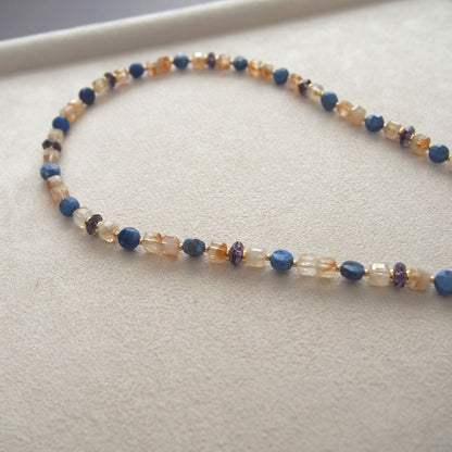 Amethyst, Lapis lazuli,  Citrine Necklace-Starry Night