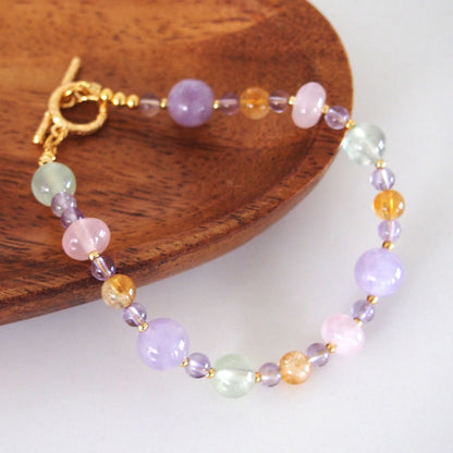 Amethyst, Prehnite, Rose Quartz, Citrine Bracelet- Wish