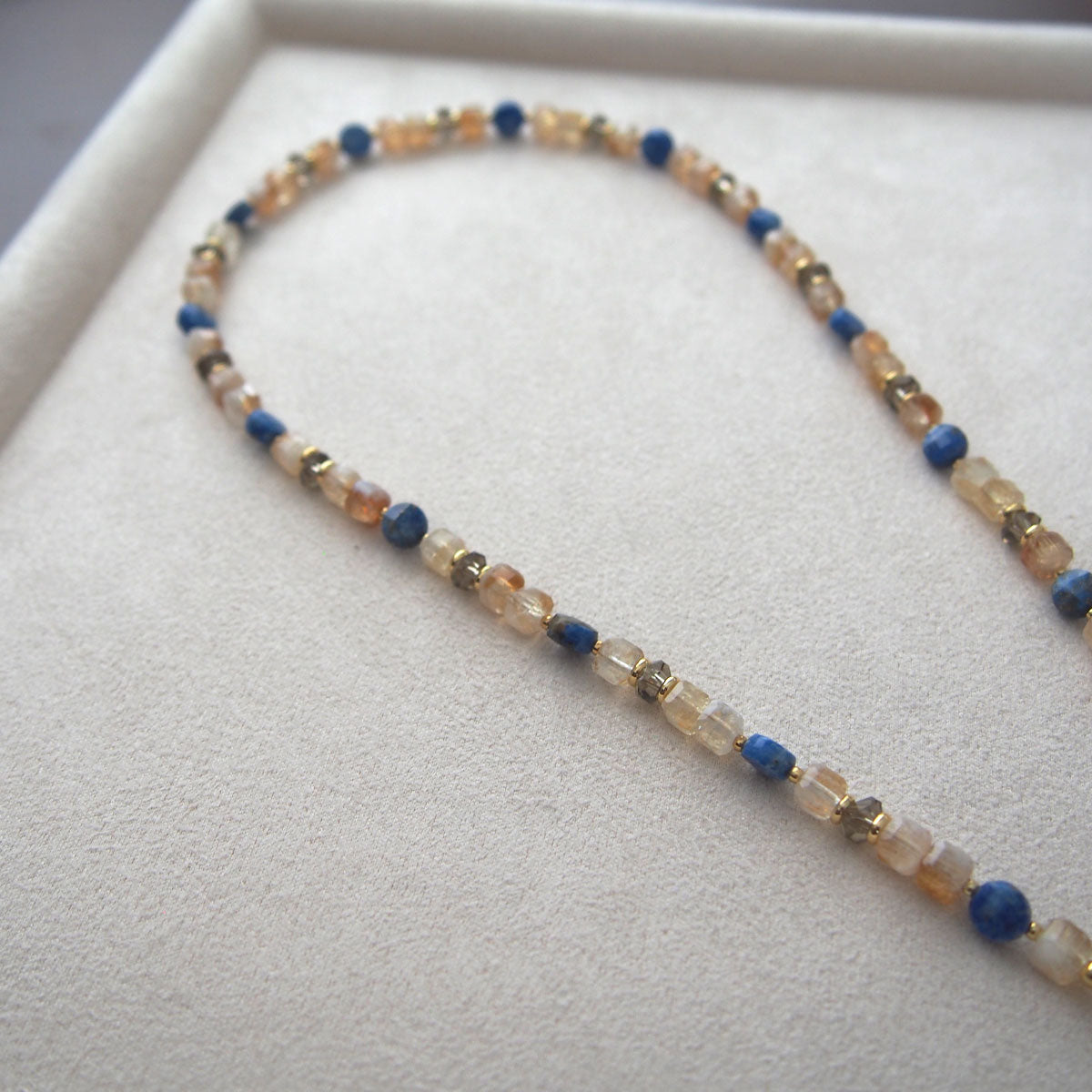 Smoky Quartz  Lapis lazuli  Citrine Necklace-Starry Night