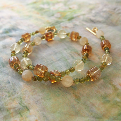 Citrine, Garnet(Green) Necklace-Vitality