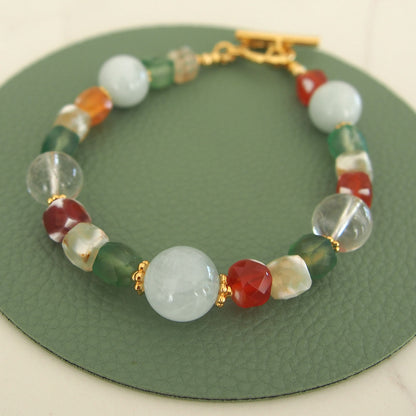 Beryl,  Rock crystal,  Agate Bracelet- The Young at Heart