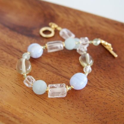 Chalcedony, Rock Crystal, Beryl, Prehnite Bracelet- Source