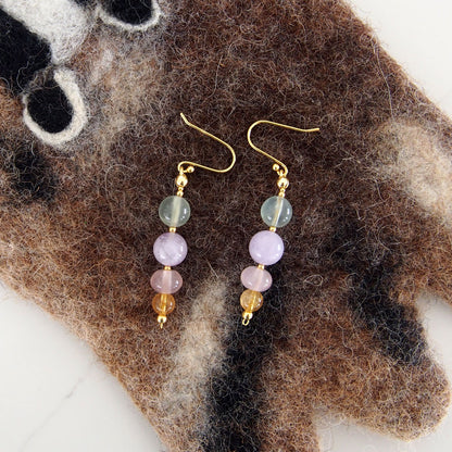 Amethyst, Prehnite, Rose Quartz, Citrine Earrings- Wish