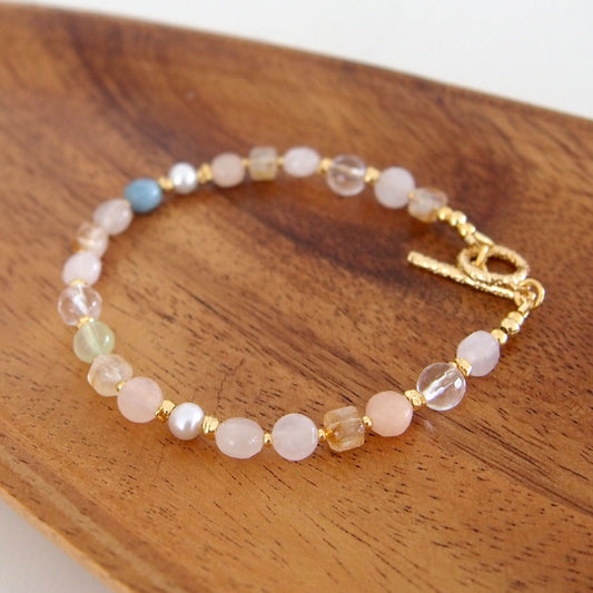 Rock Crystal, Beryl, Citrine, Pearls Bracelet- Hope