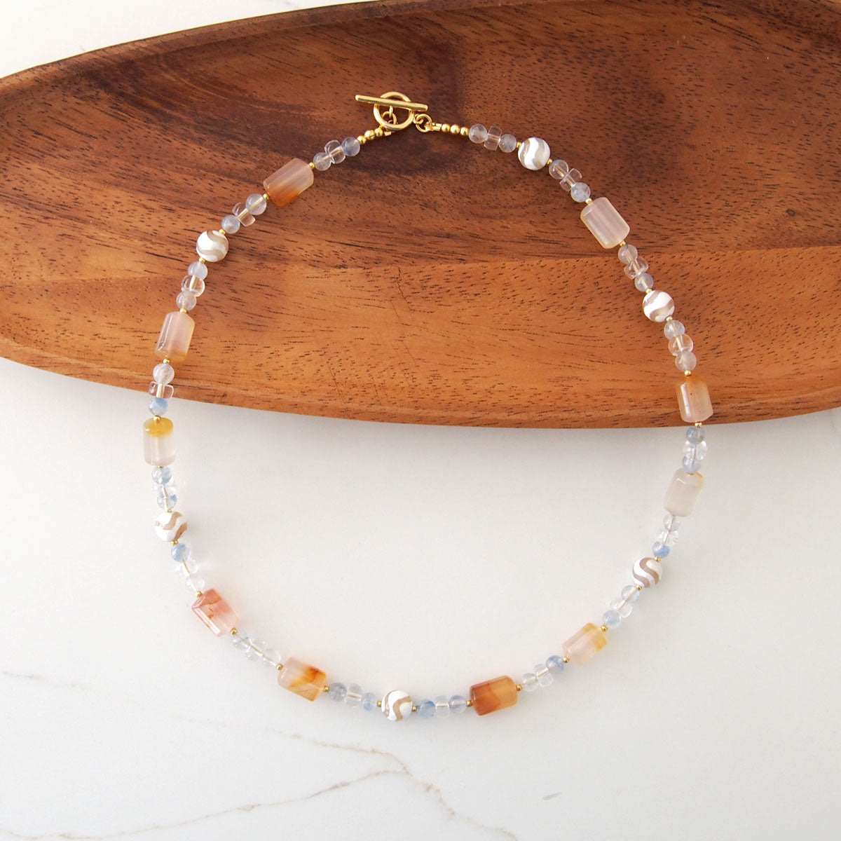 Agate, Rock Crystal, Dumortierite Quartz Necklace- Source