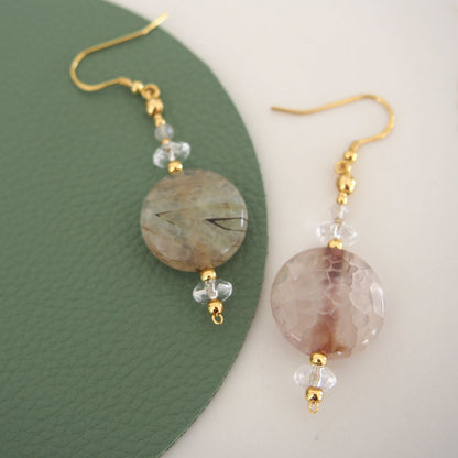 Agate, Rock Crystal Earrings-Light and shade