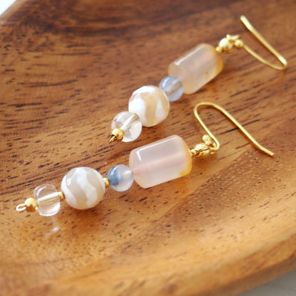 Agate, Rock Crystal, Dumortierite Quartz Earrings- Source