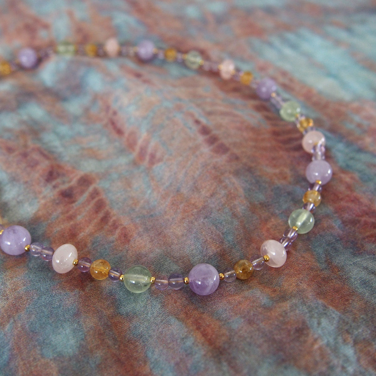 Amethyst, Prehnite, Rose Quartz, Citrine Necklace- Wish