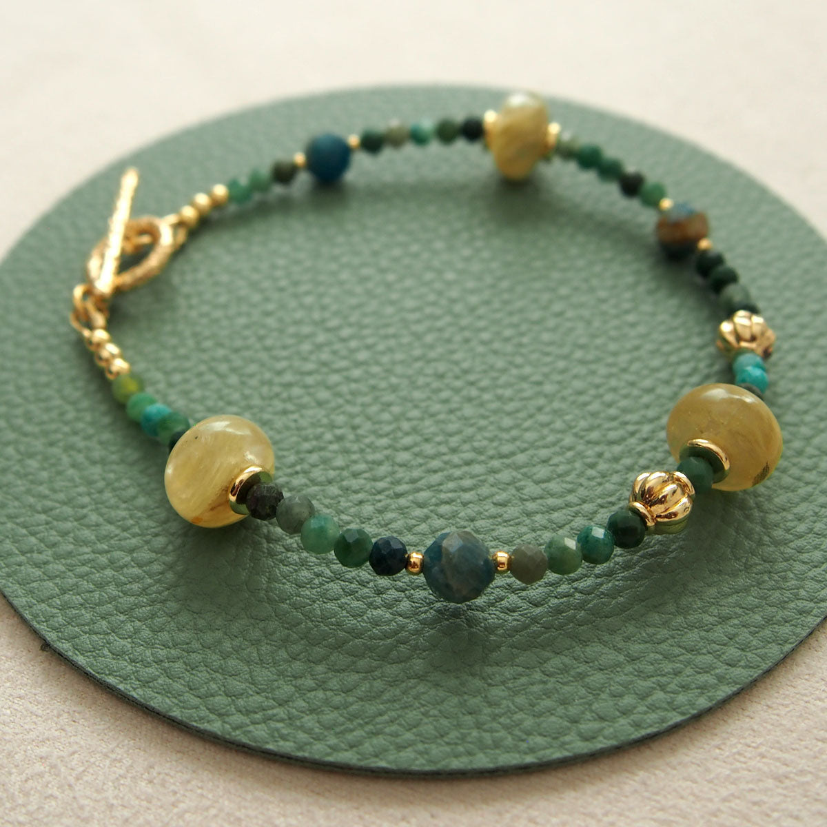 Lepidolite,  Apatite, Transvaal Jade Bracelet- Vitality