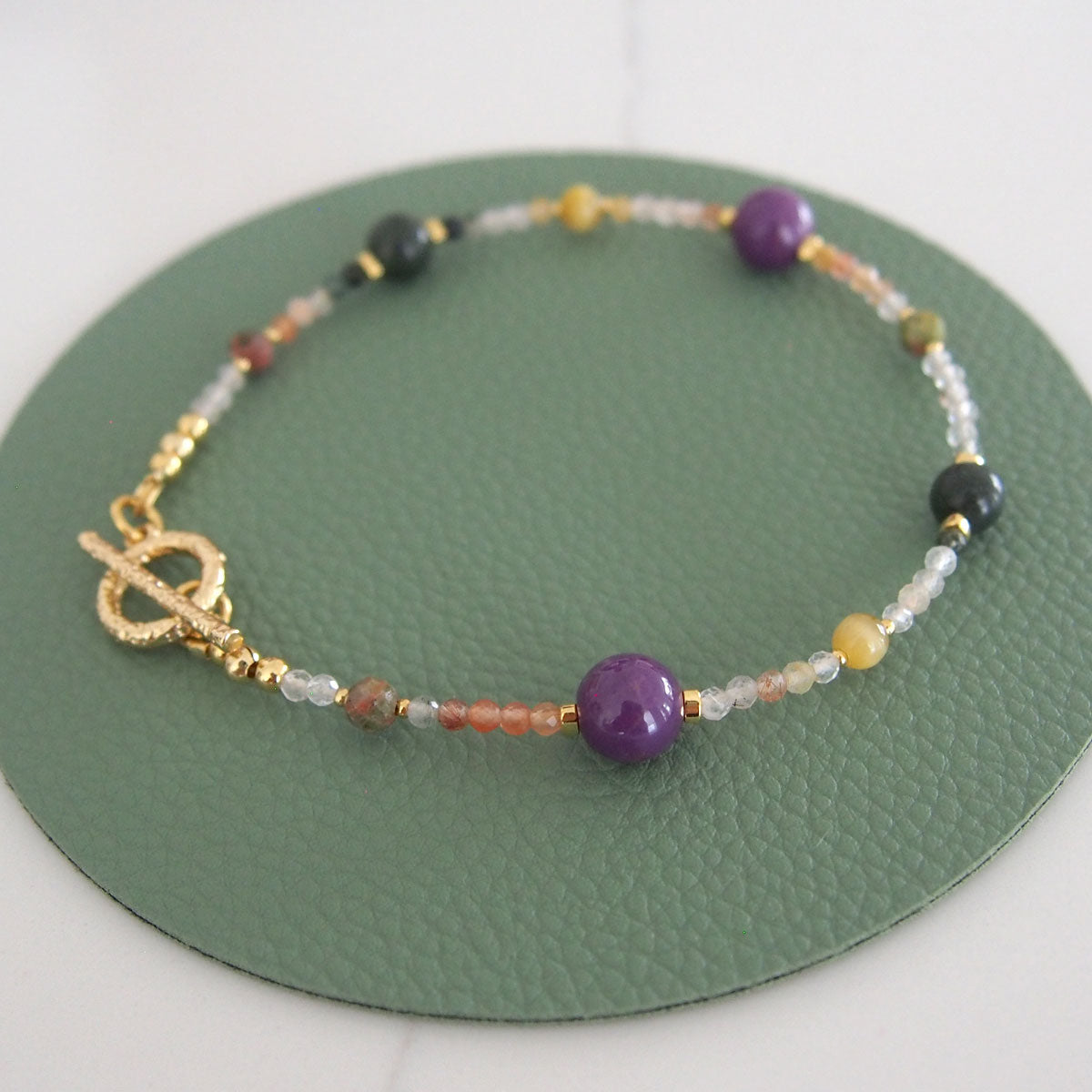 Phosphosiderite, Alxa Agate, Unakite, Tiger’s eye Bracelete- Completeness