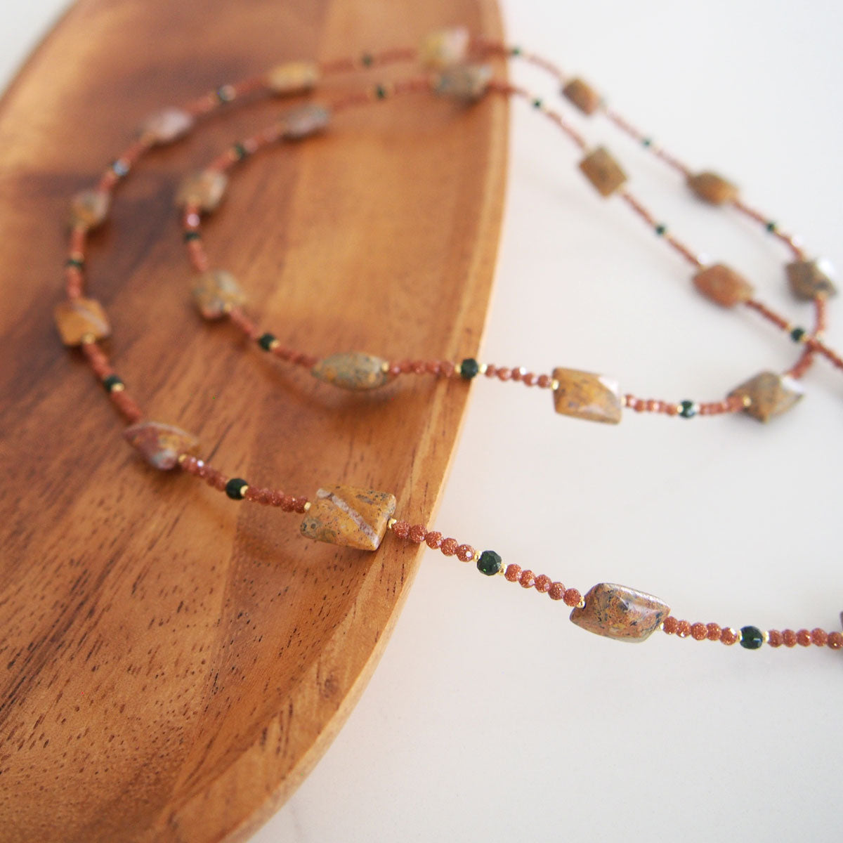 Leopardite, Goldstone Necklace- Equanimity