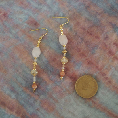 Aventurine, Citrine, Sunstone Earrings- Sunset