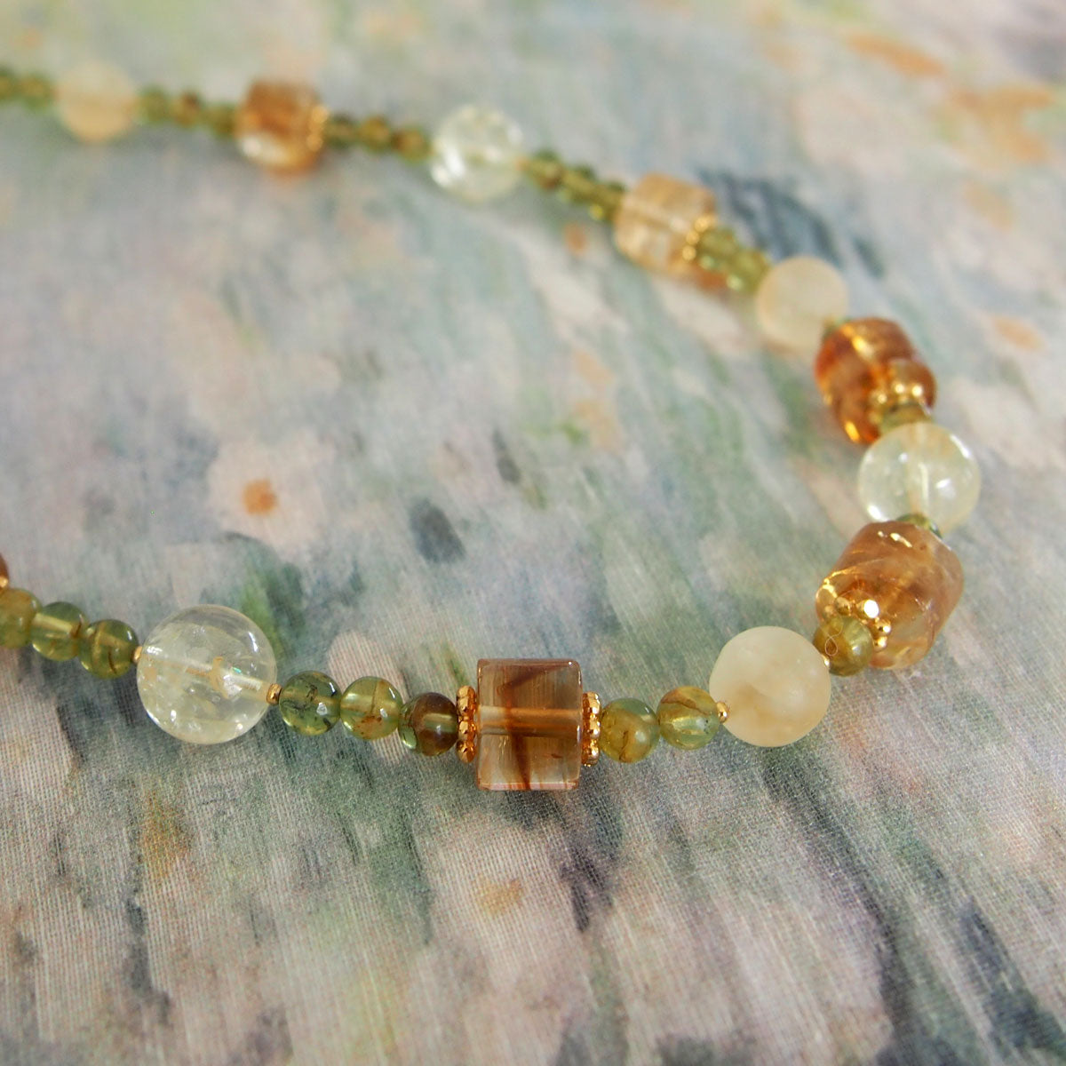 Citrine, Garnet(Green) Necklace-Vitality