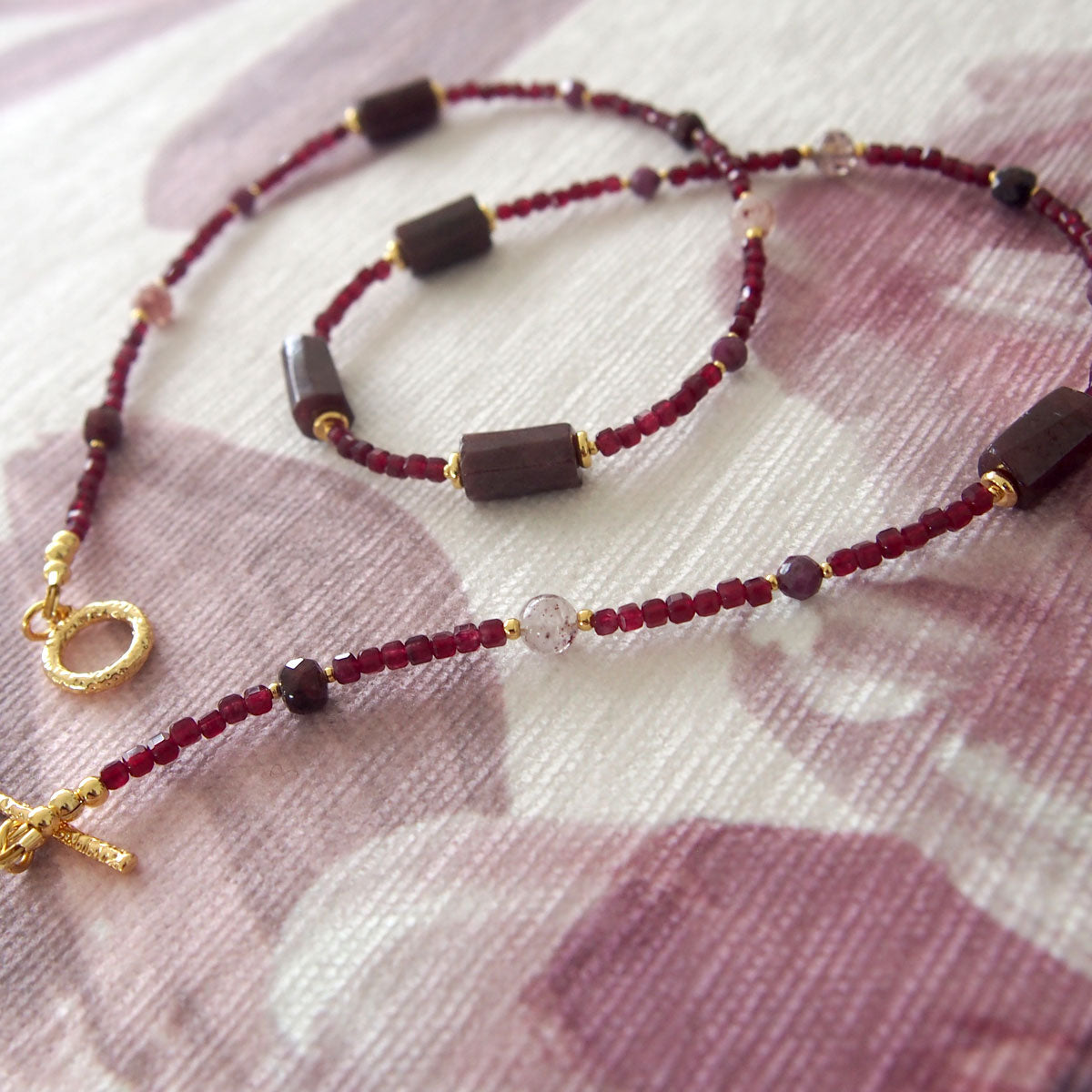 Garnet, Strawberry Quartz, Ruby(Opaque), Red Corundum(Synthetic) Necklace- Love