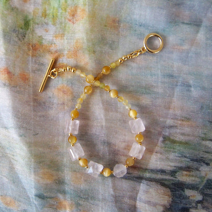 Rose Quartz, Tiger’s eye, Common Opal Bracelet- Energy