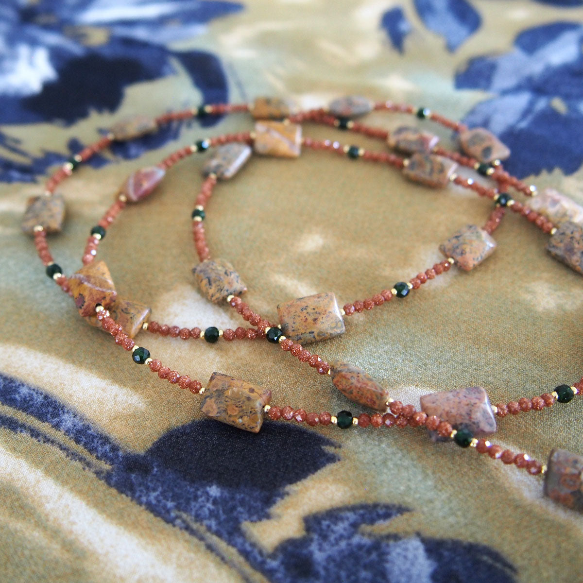 Leopardite, Goldstone Necklace- Equanimity