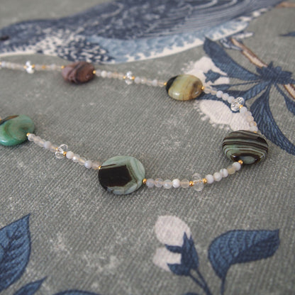 Agate, Rock Crystal Necklace-Light and shade