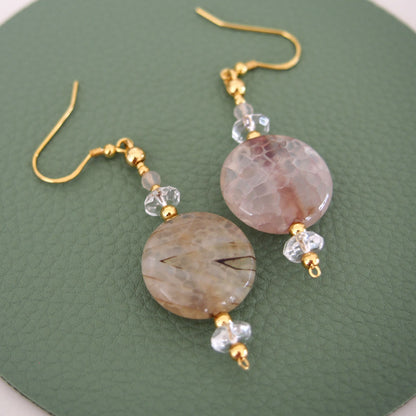 Agate, Rock Crystal Earrings-Light and shade
