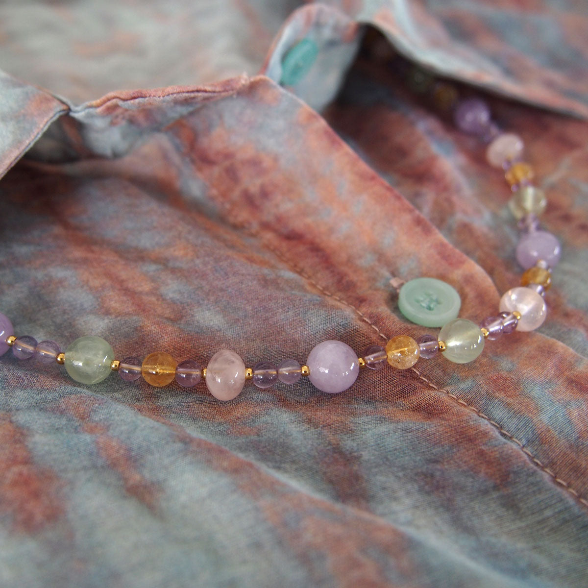 Amethyst, Prehnite, Rose Quartz, Citrine Necklace- Wish