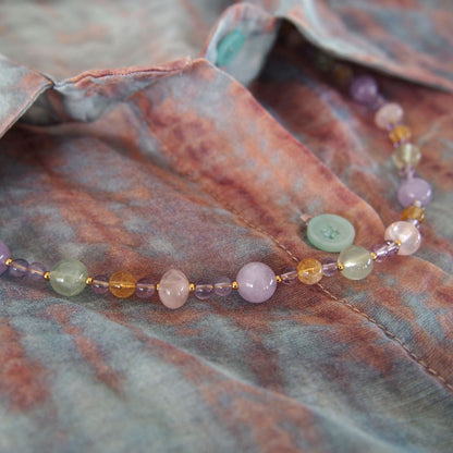 Amethyst, Prehnite, Rose Quartz, Citrine Necklace- Wish
