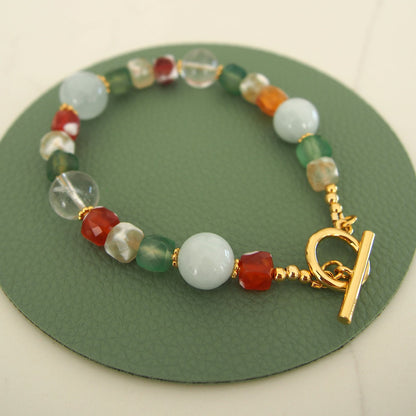 Beryl,  Rock crystal,  Agate Bracelet- The Young at Heart