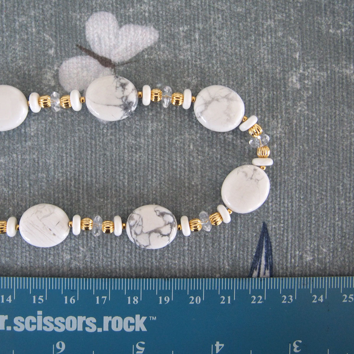 Magnesite, Rock Crystal Necklace- Snow