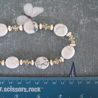 Magnesite, Rock Crystal Necklace- Snow