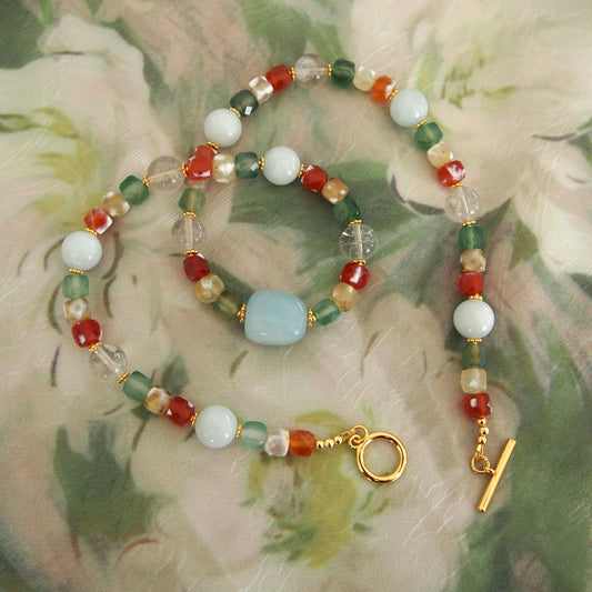 Beryl,  Rock crystal,  Agate Necklace- The Young at Heart