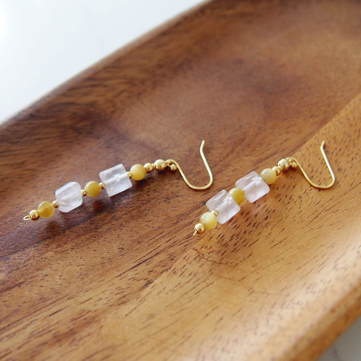 Rose Quartz, Tiger’s eye Earrings- Energy