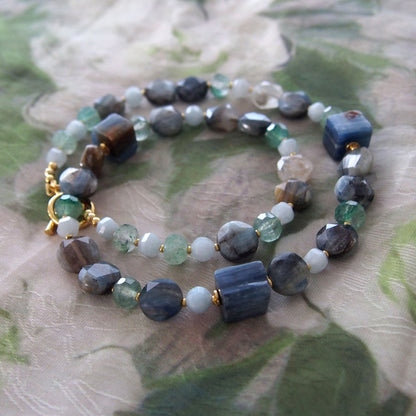 Kyanite, Aventurine, Beryl Necklace- Coastline