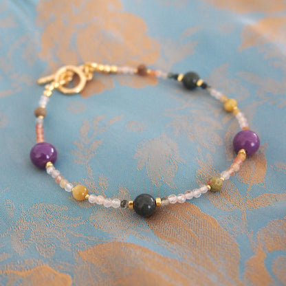 Phosphosiderite, Alxa Agate, Unakite, Tiger’s eye Bracelete- Completeness