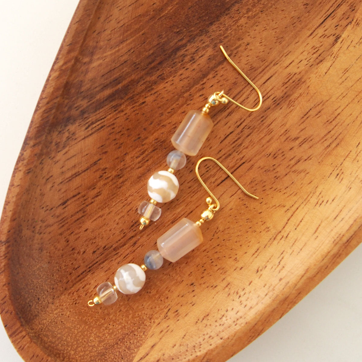 Agate, Rock Crystal, Dumortierite Quartz Earrings- Source