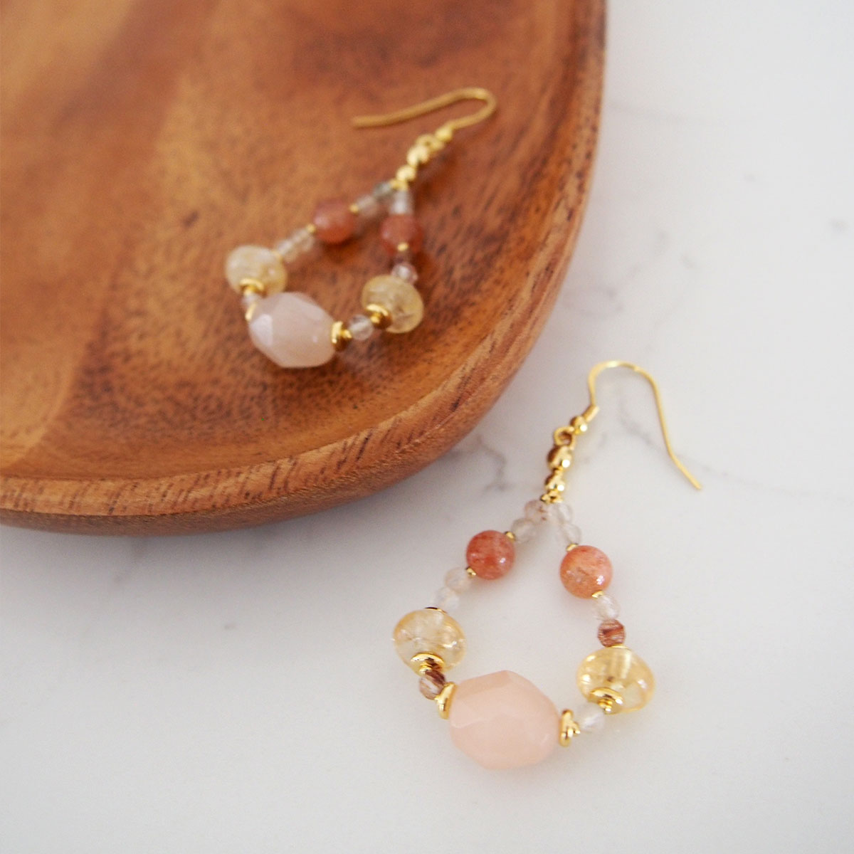 Aventurine, Citrine, Sunstone Earrings- Sunset