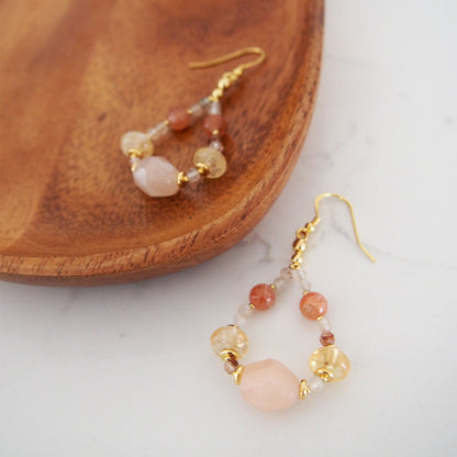 Aventurine, Citrine, Sunstone Earrings- Sunset