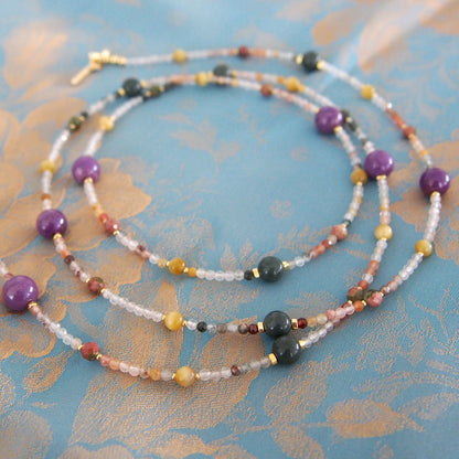 Phosphosiderite, Alxa Agate, Unakite, Tiger’s eye Necklace- Completeness