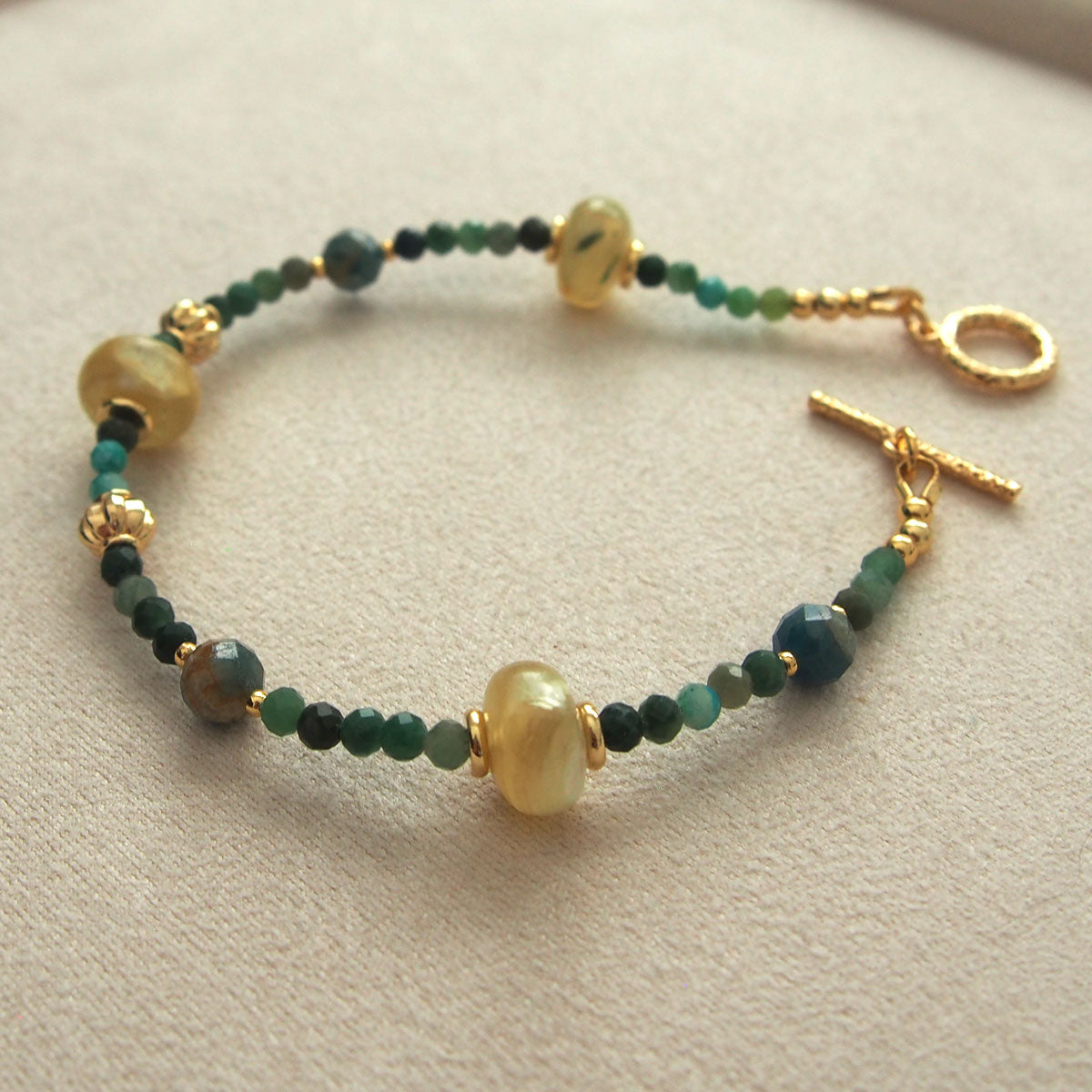 Lepidolite,  Apatite, Transvaal Jade Bracelet- Vitality