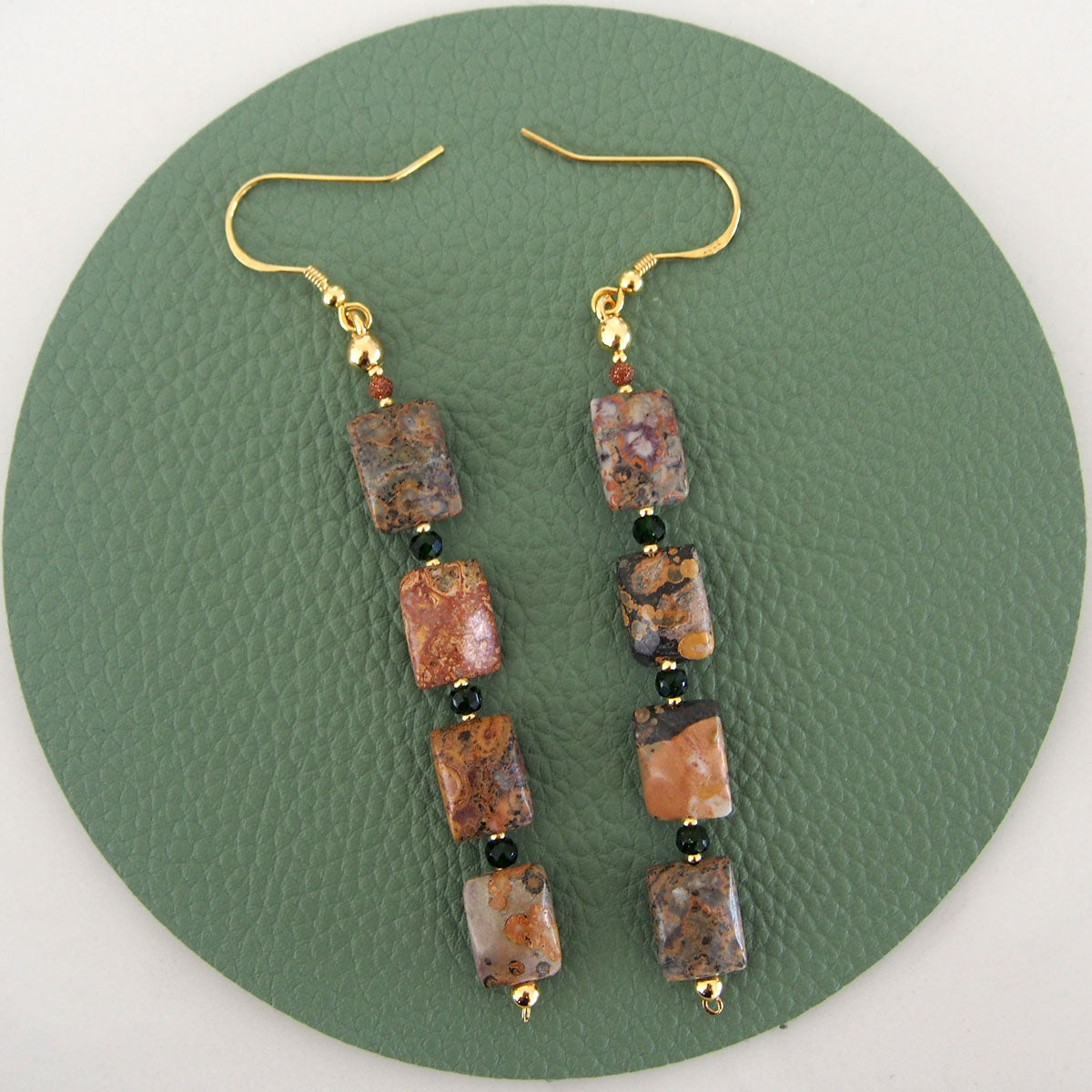 Leopardite, Goldstone Earring- Equanimity