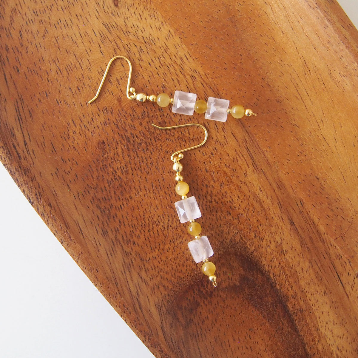 Rose Quartz, Tiger’s eye Earrings- Energy