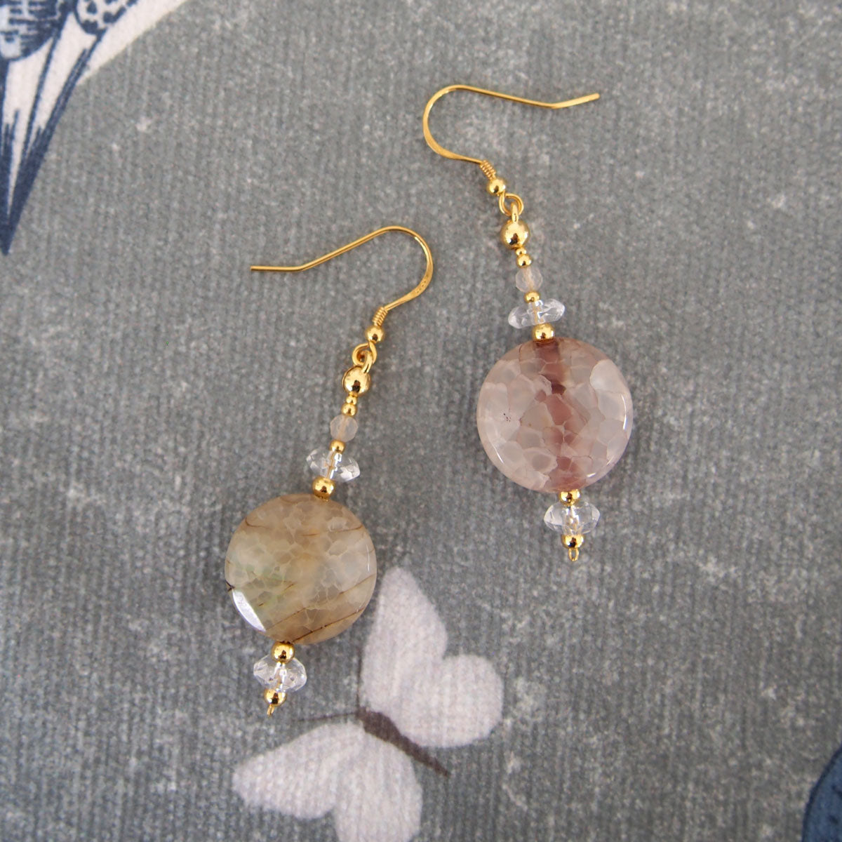 Agate, Rock Crystal Earrings-Light and shade