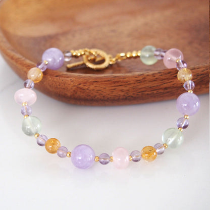Amethyst, Prehnite, Rose Quartz, Citrine Bracelet- Wish