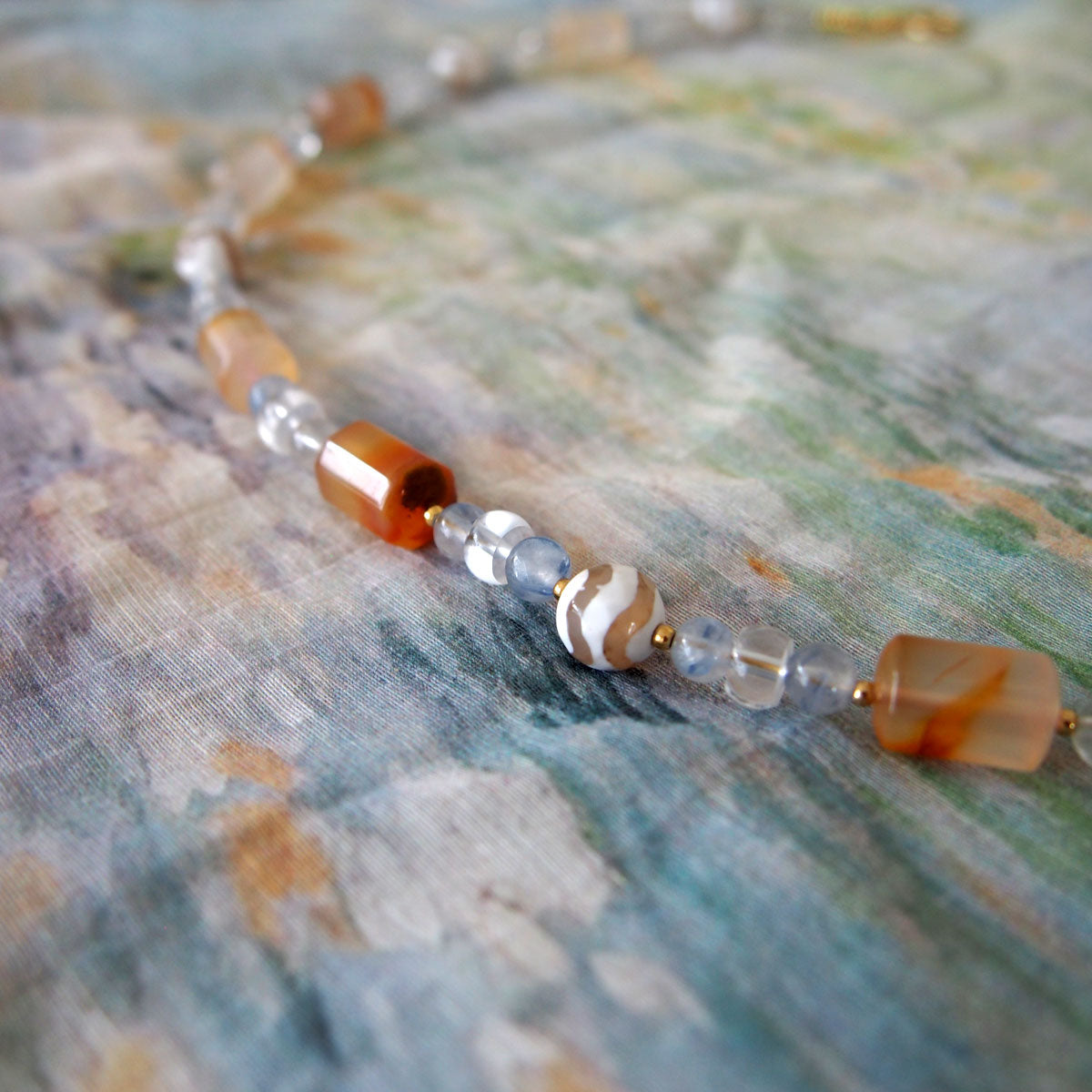 Agate, Rock Crystal, Dumortierite Quartz Necklace- Source