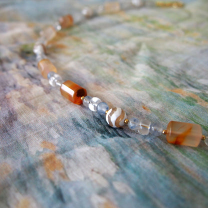 Agate, Rock Crystal, Dumortierite Quartz Necklace- Source