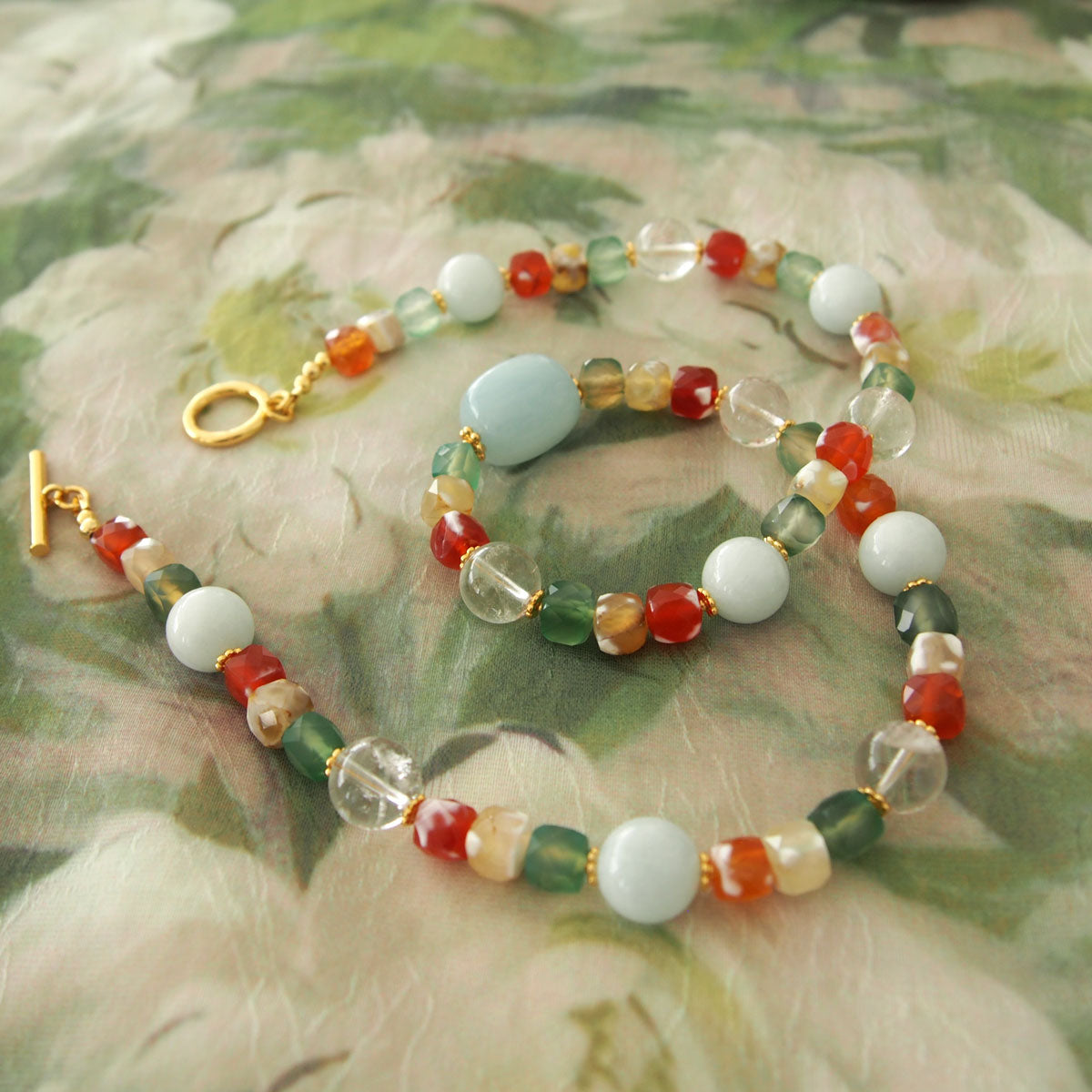 Beryl,  Rock crystal,  Agate Necklace- The Young at Heart