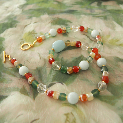 Beryl,  Rock crystal,  Agate Necklace- The Young at Heart