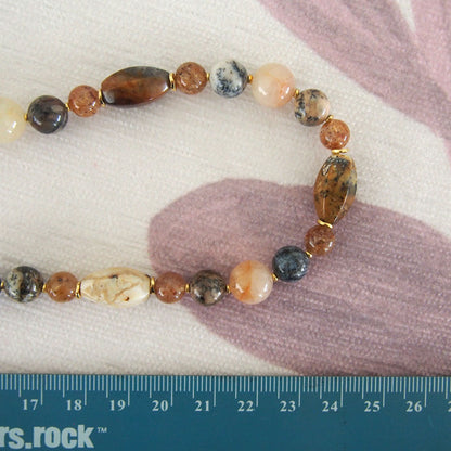 Common Opal, Inclusion Quartz(Dumortierite included), Strawberry Quartz Necklace- Equanimity